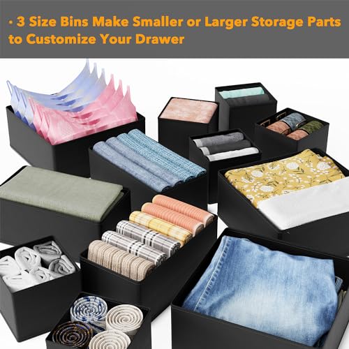 SpaceAid Drawer Organizer Bins, 12 Pack, Black - Image 5