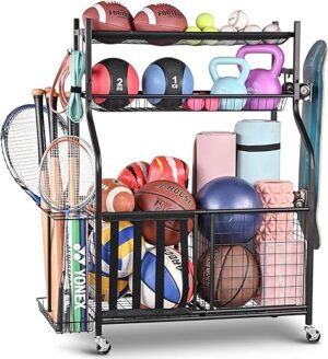 PLKOW Sports Equipment Storage Rack, Black