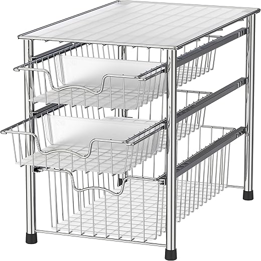 Simple Houseware Stackable 3 Tier Basket Organizer Drawer