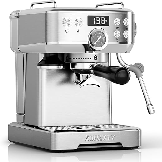 SUMSATY Stainless Steel Espresso Machine With Milk Frother