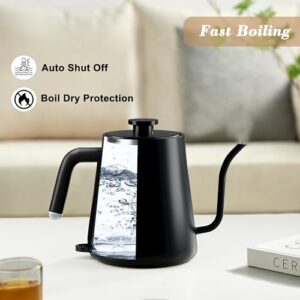 Stariver Electric Gooseneck Kettle, 1.2L Stainless Steel
