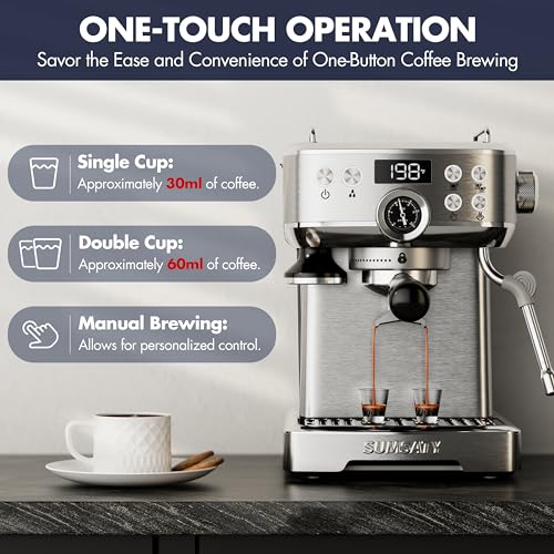 SUMSATY Stainless Steel Espresso Machine With Milk Frother - Image 3