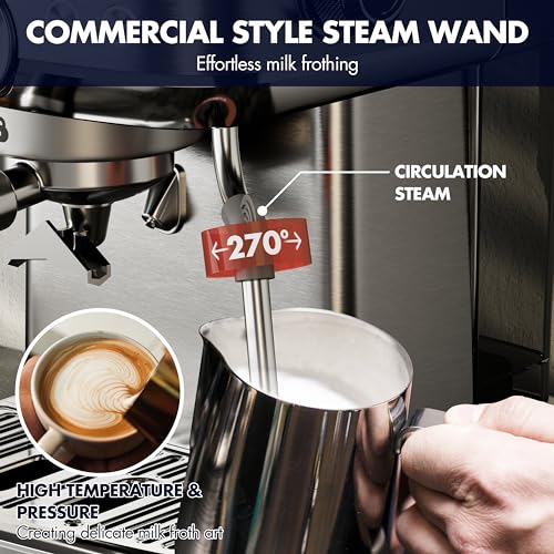 SUMSATY Stainless Steel Espresso Machine With Milk Frother - Image 5