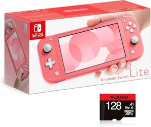 Nintendo Switch Lite Console Family Holiday Bundle – Coral