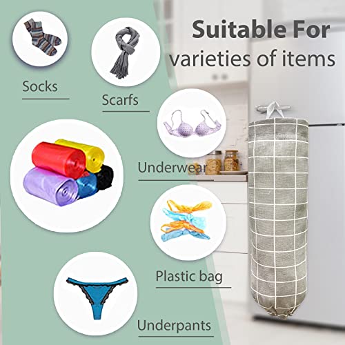 SYIPO Plaid Grey Reusable Bag Organizer, Wall Mount - Image 4