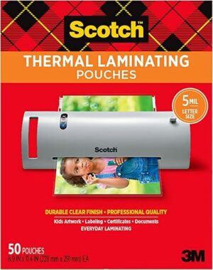 Scotch Thermal Laminating Pouches, 5 Mil Thick