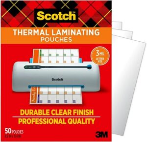 Scotch Thermal Laminating Pouches, 50 Pack, 3 Mil