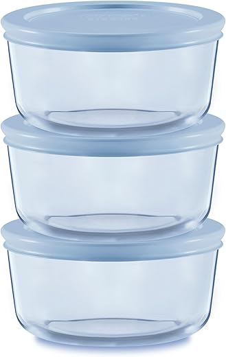 Pyrex Tinted Glass Food Storage Containers, 3-Pack