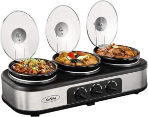 Sunvivi Triple Slow Cooker Buffet Server 4.5 QT