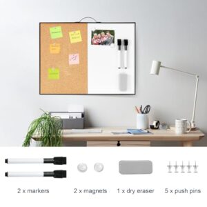TSJ OFFICE Small Whiteboard Cork Board – 12″ X 16