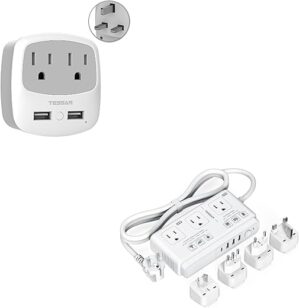 TESSAN UK Travel Plug Adapter With USB Charger