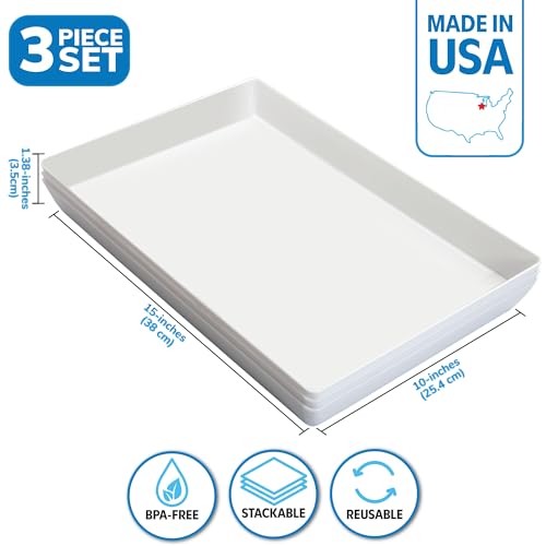 US Acrylic Avant White Plastic Serving Trays Set - Image 2