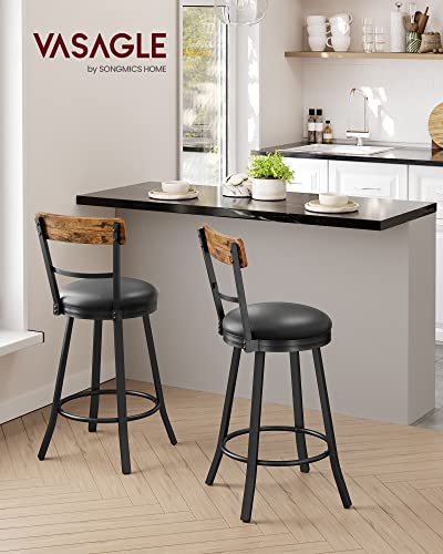 VASAGLE Swivel Bar Stool, Cushioned Seat, Industrial Style - Image 2