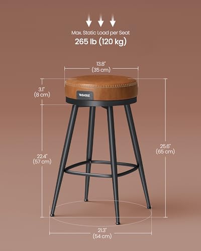 VASAGLE Swivel Bar Stools Set of 2, Counter Height - Image 3