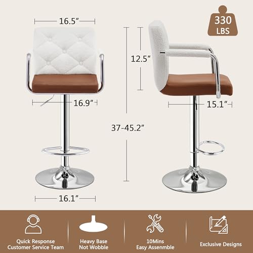 VECELO Adjustable Swivel Bar Stools, Set of 4 - Image 3