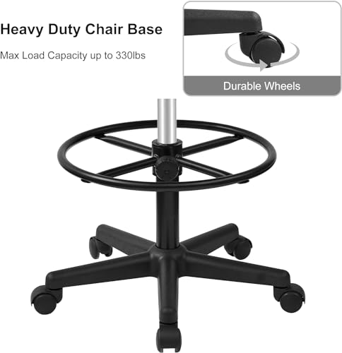 VECELO Home Office Desk Chair, Adjustable Ergonomic Stool, Black - Image 5