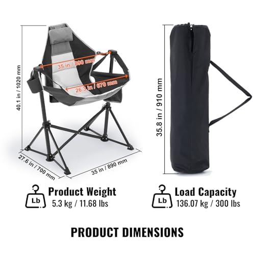 VEVOR Reclining Camping Hammock Chair, 300 lbs Load - Image 3