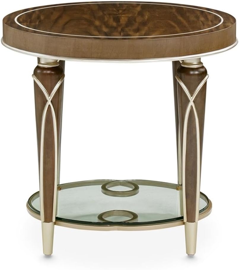 Michael Amini Villa Cherie Wood & Glass End Table
