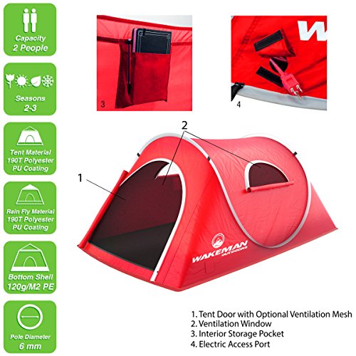 Wakeman 2 Person Pop Up Tent With Carry Bag - Image 3