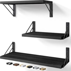 BAYKA Wall Mounted Rustic Wood Shelf