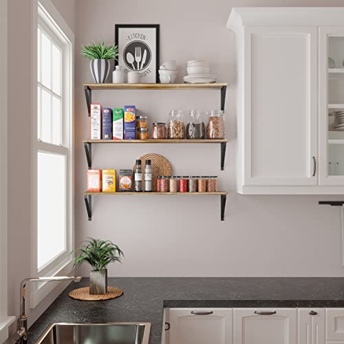 Wallniture Bora 36 Inch Burned Wood Floating Shelves - Image 5