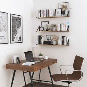 Wallniture Bora 36 Inch Burned Wood Floating Shelves