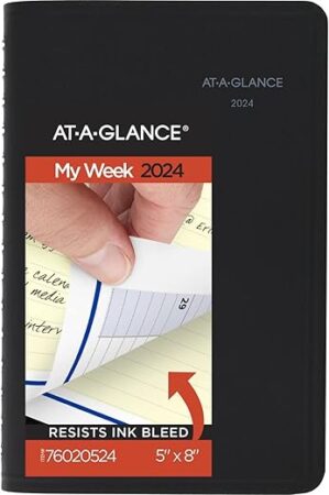 AT-A-GLANCE Weekly & Monthly Planner, 5″ x 8″, Black (76020524)