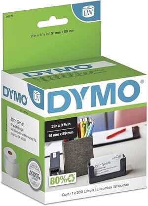 DYMO White 2x3-1/2" Card Stock 300