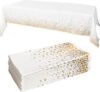 Prestee White/Gold Polka Dot Tablecloths, 12pk