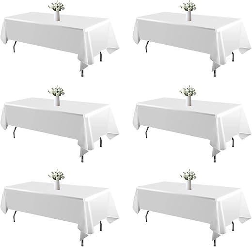Blissource White Rectangle Tablecloth 60x102 Inch 6 Pack