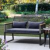 YITAHOME Wicker Outdoor Loveseat With Wooden Armrest