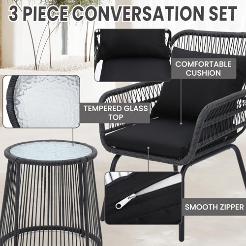 wildformers Rattan Wicker Bistro Set, Outdoor Furniture - Image 3