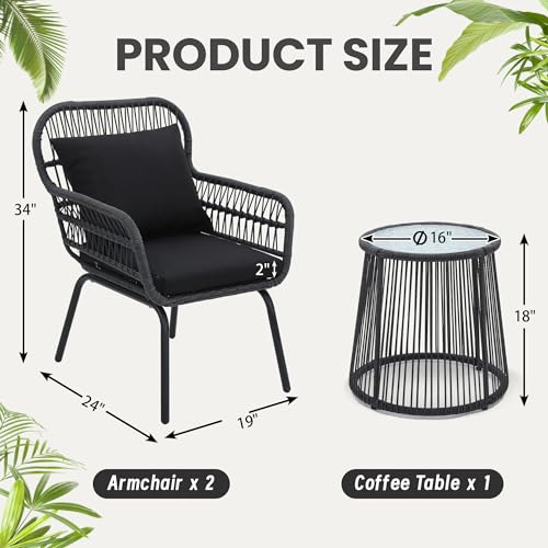 wildformers Rattan Wicker Bistro Set, Outdoor Furniture - Image 5