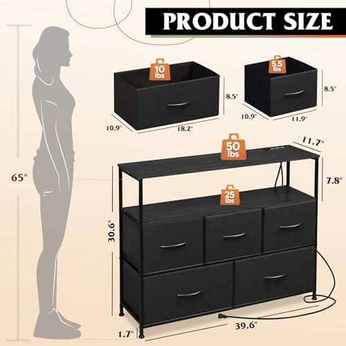 WLIVE Fabric Dresser TV Stand With Storage - Image 3