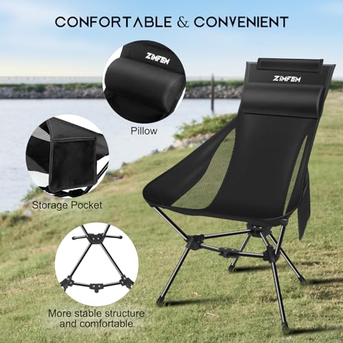 ZIMFEM Portable Camping Chair With Headrest And Bag - Image 3