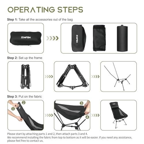 ZIMFEM Portable Camping Chair With Headrest And Bag - Image 5