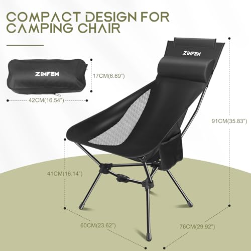 ZIMFEM Portable Camping Chair With Headrest And Bag - Image 2