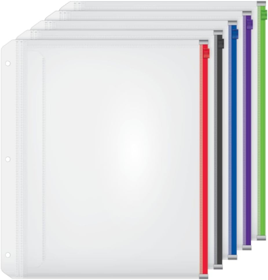 Cardinal Zippered Binder Pockets, 5-Pack (14650)