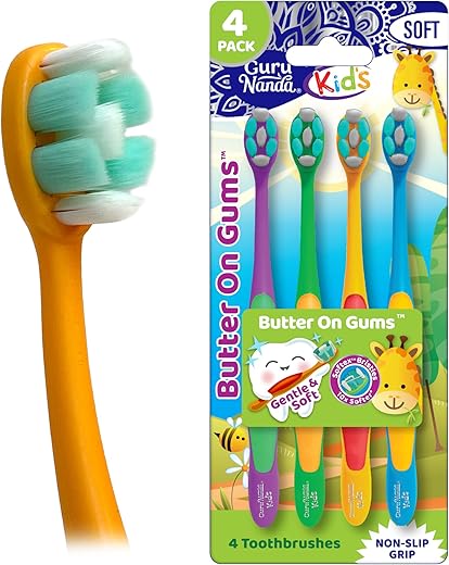 GuruNanda Butter On Gums Kids Toothbrush - 4 Pack