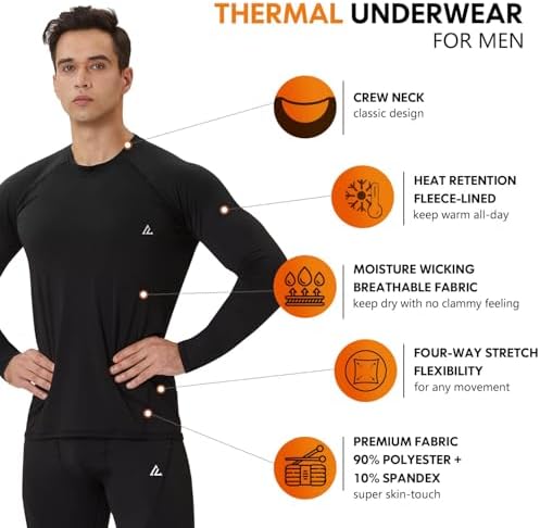 CL convallaria Thermal Underwear For Men Fleece Lined - Image 2