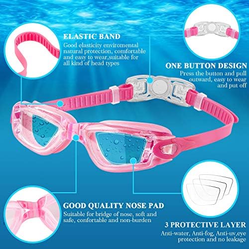 COOLOO Kids Swim Goggles, 2 Packs For Ages 4-16 - Image 2