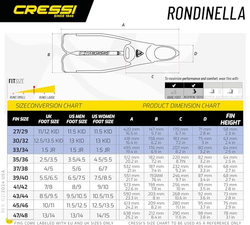 Cressi Adult Snorkeling Full Foot Fins, Rondinella - Image 4