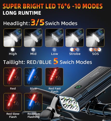 Cuytgsg 2024 6 LED 9500 Lumen Bike Lights - Image 3