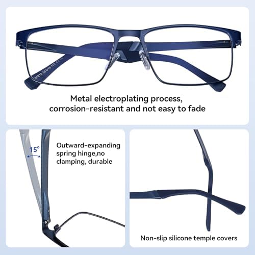 Dollger Blue Light Blocking Rectangle Metal Glasses - Image 5