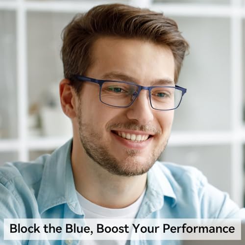 Dollger Blue Light Blocking Rectangle Metal Glasses - Image 2