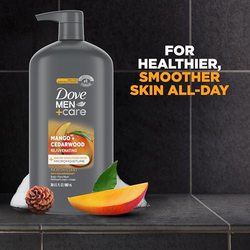 DOVE MEN + CARE Men's Body And Face Wash, Mango & Cedarwood, 3 Pack - Image 3