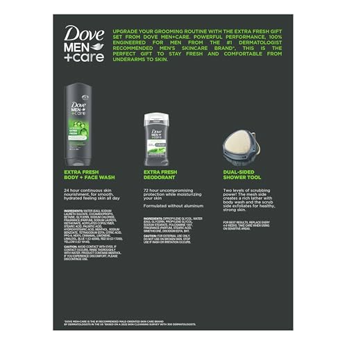 Dove Men's Gift Set – Face Wash, Antiperspirant, Shower Tool (3 Piece Set) - Image 2