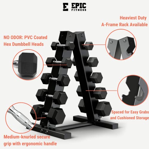 Epic Fitness Premium Hex Dumbbell Set With Rack - Image 5