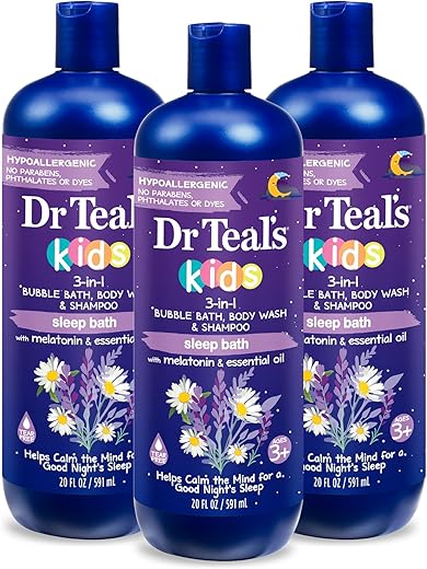 Dr Teal's Kids Sleep 3-in-1 Bath: Bubble Bath, Body Wash & Shampoo, 20 fl oz (Pack of 3)