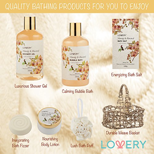 LOVERY Women's Christmas Gift Basket: Honey & Almond Spa Set - Image 4